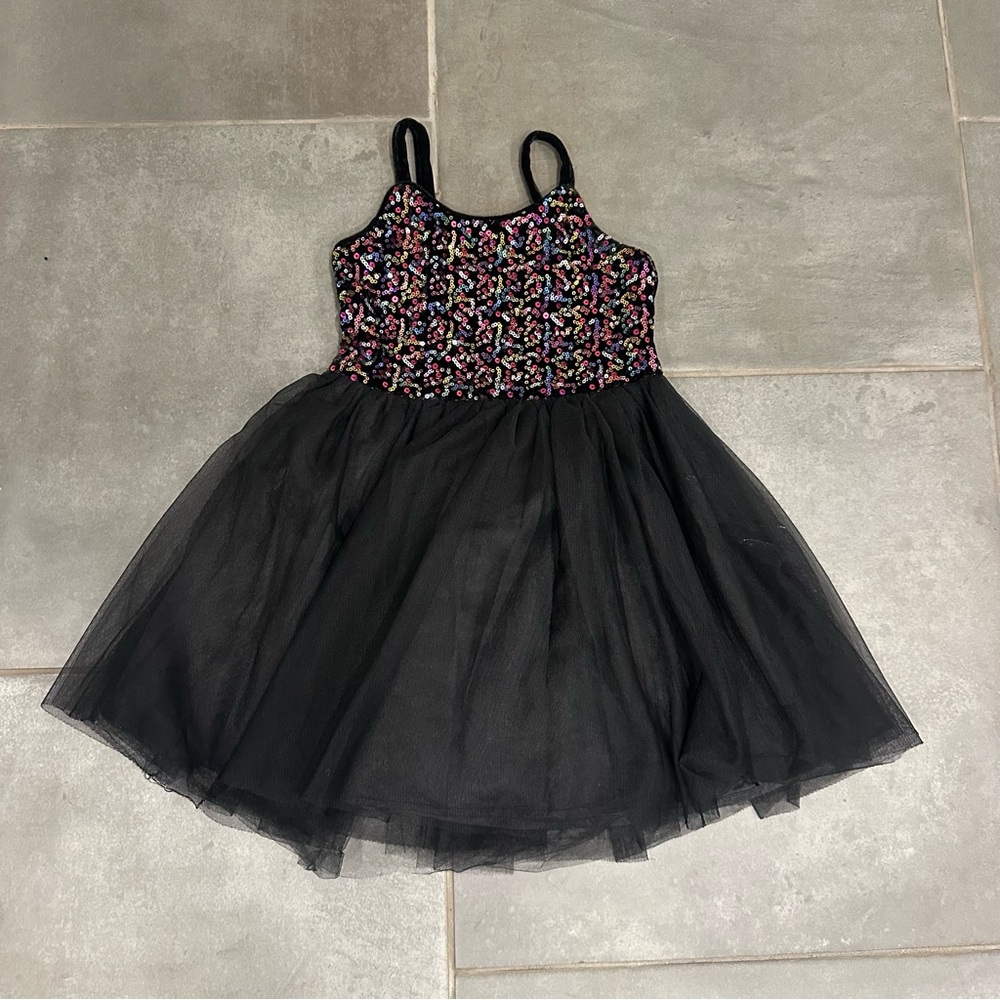 Girls 4/5 Sequin/Velvet/Tulle Black Dress